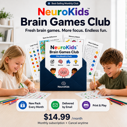 NeuroKids™ Brain Games Club: new printable brain games delivered every month.