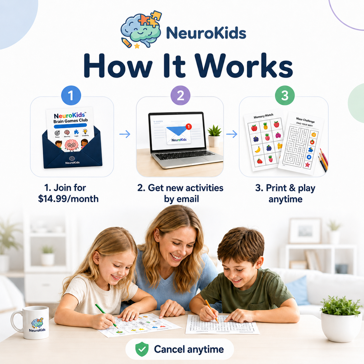 NeuroKids™ Brain Games Club: new printable brain games delivered every month.