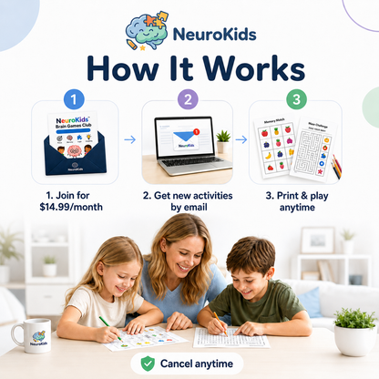 NeuroKids™ Brain Games Club: new printable brain games delivered every month.
