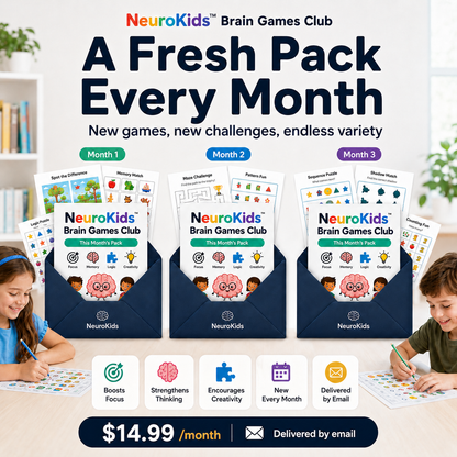 NeuroKids™ Brain Games Club: new printable brain games delivered every month.