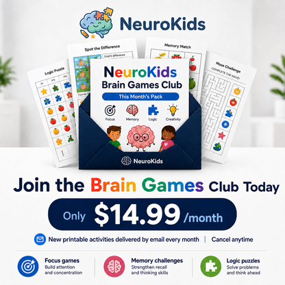 NeuroKids™ Brain Games Club: new printable brain games delivered every month.