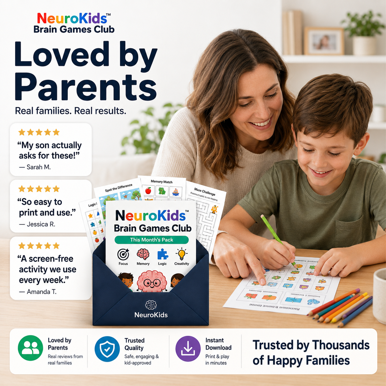 NeuroKids™ Brain Games Club: new printable brain games delivered every month.