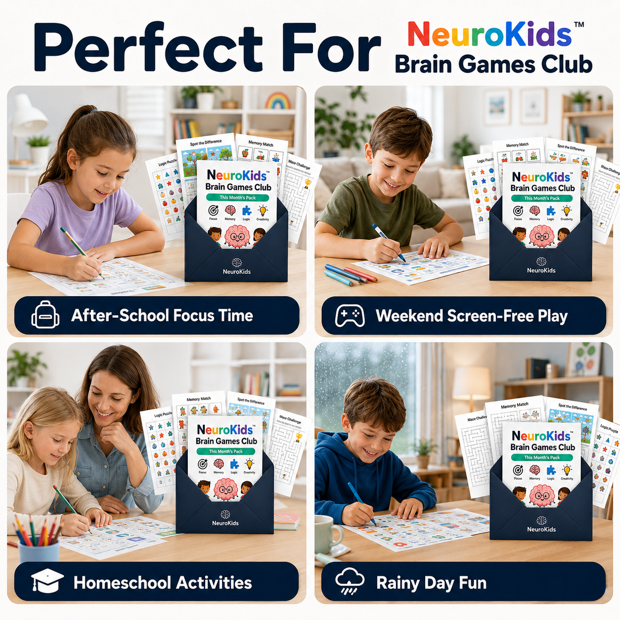 NeuroKids™ Brain Games Club: new printable brain games delivered every month.
